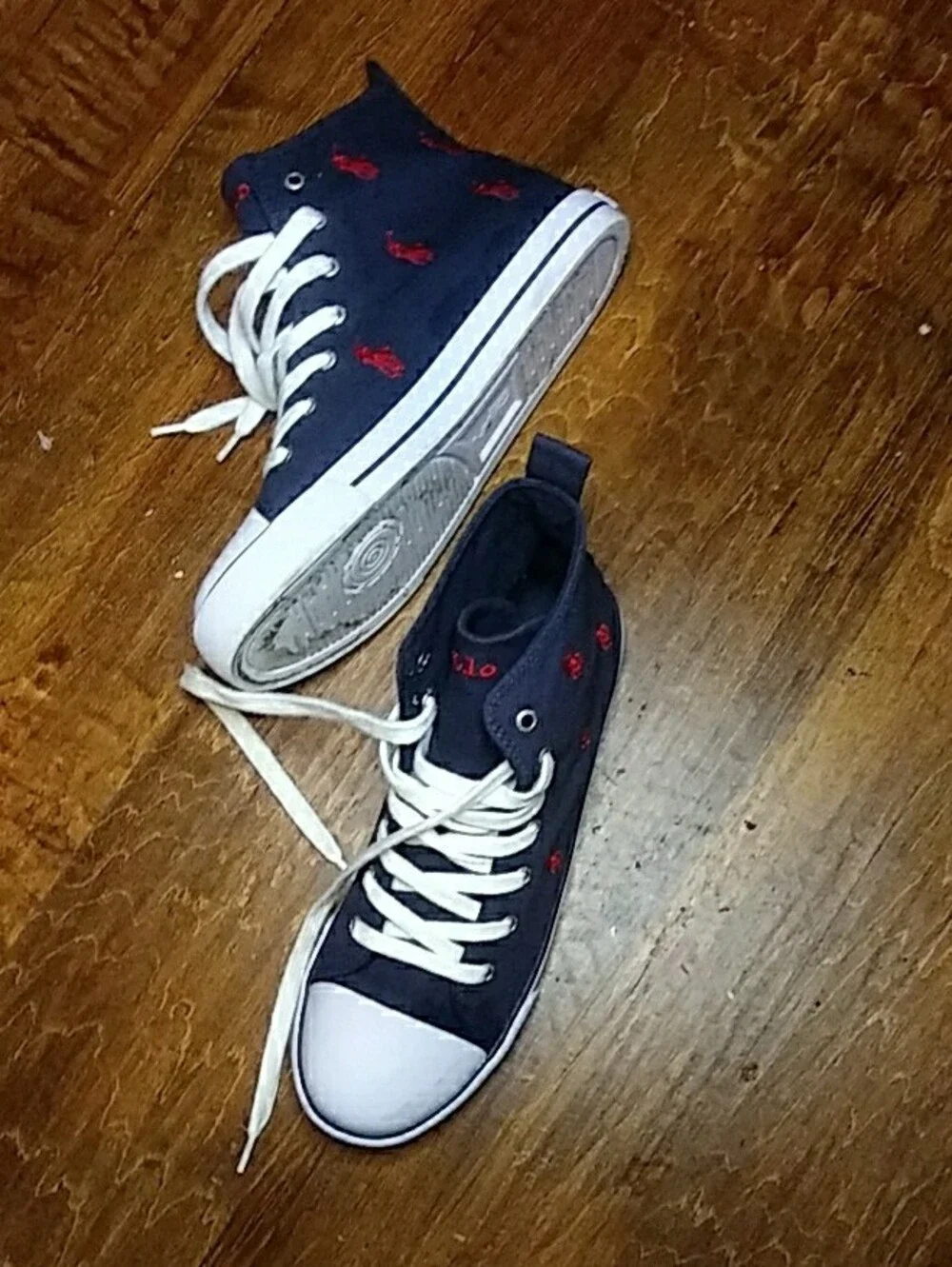 Polo Ralph Lauren Navy High-Top Sneakers with Red Pony
